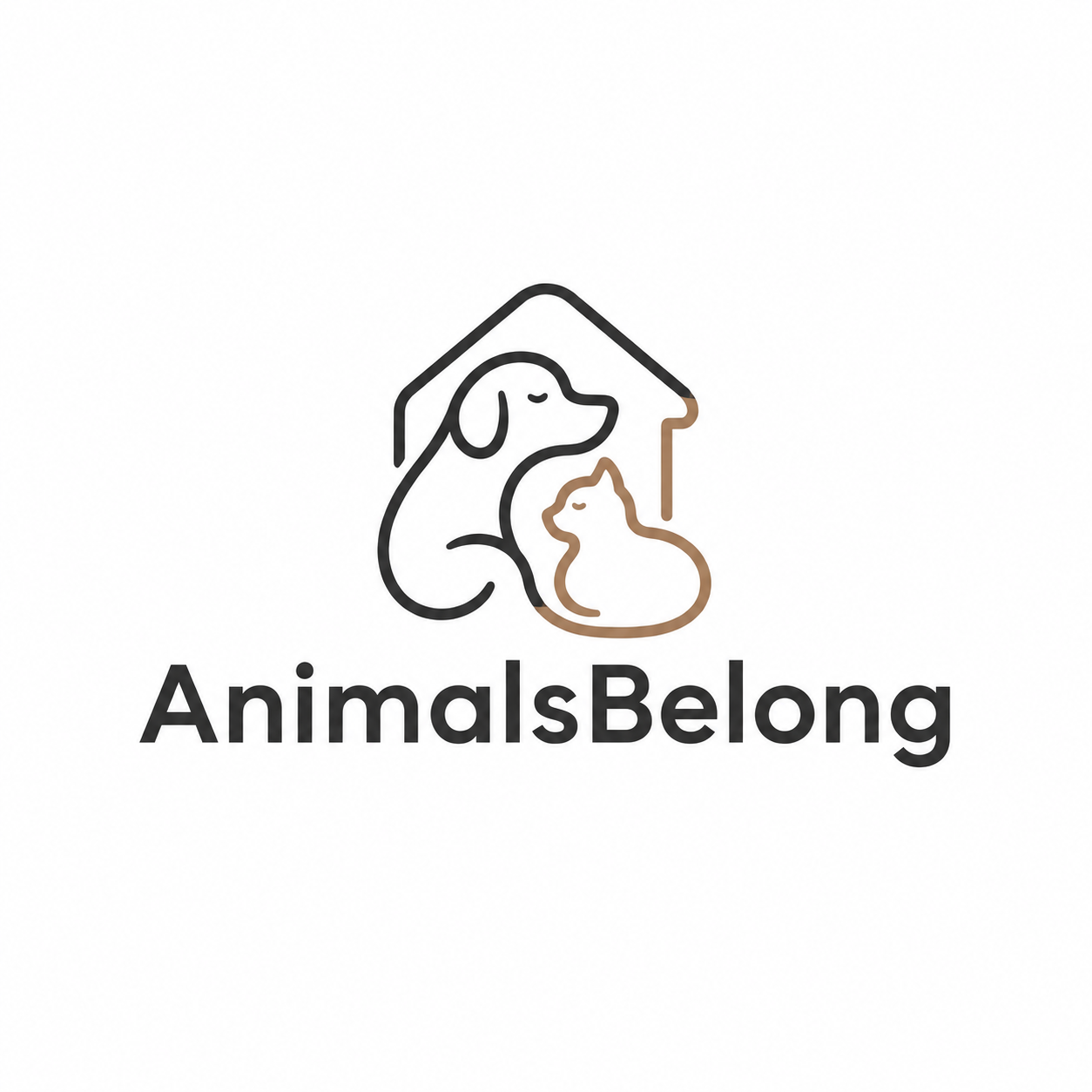AnimalsBelong, perro y gato bajo la forma de una casa