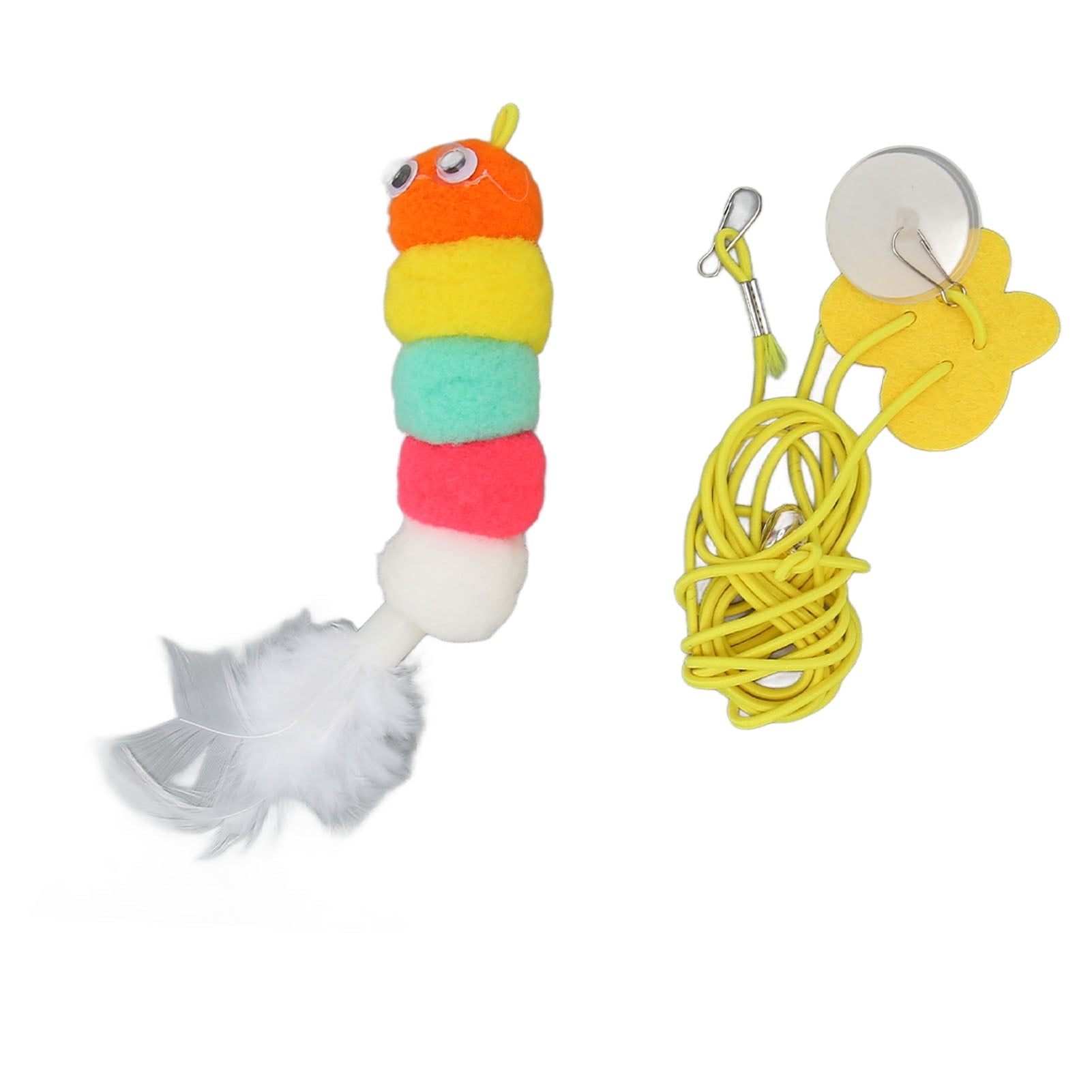 Juguete colgante de bola, plumas y cuerda elástica para gatos