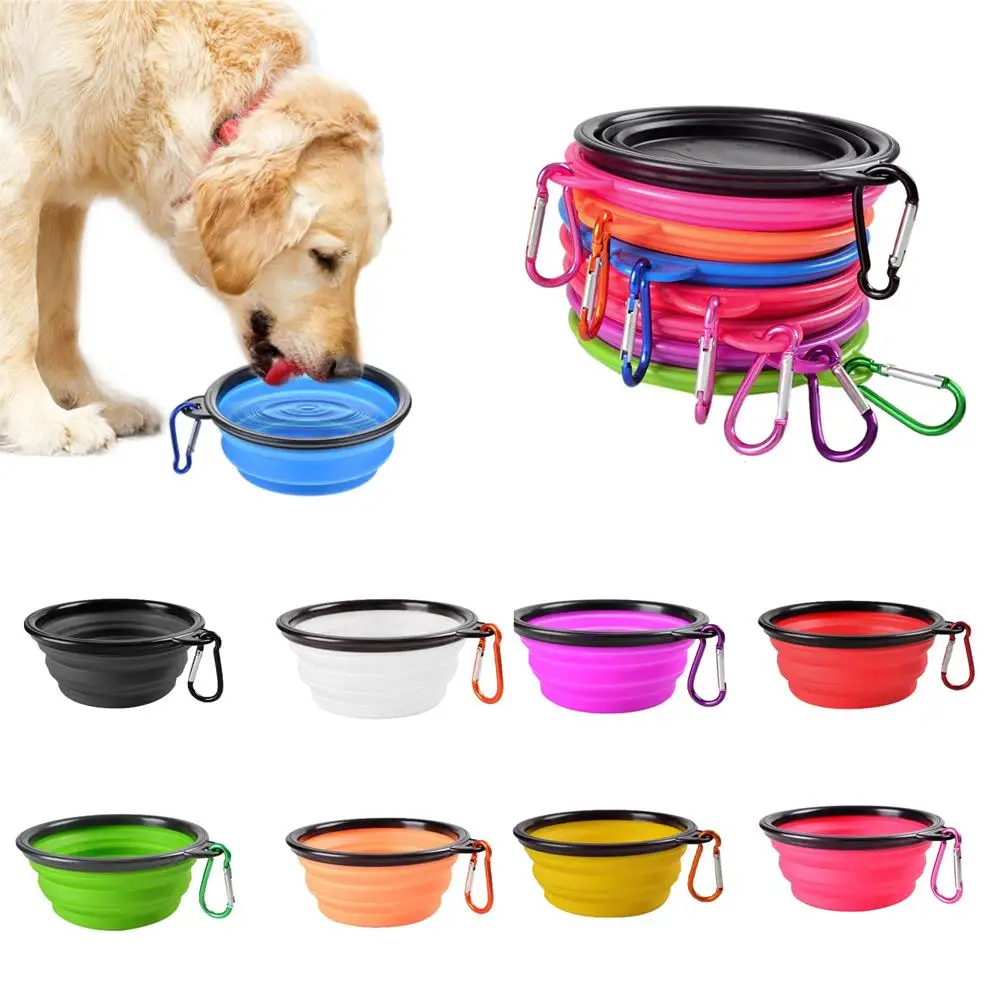 Bol plegable de silicona con mosquetón para mascotas